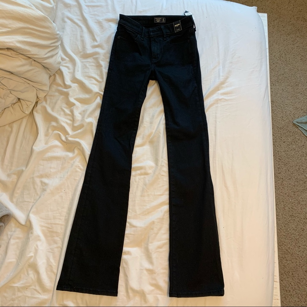 A&F black mid rise boot cut jeans